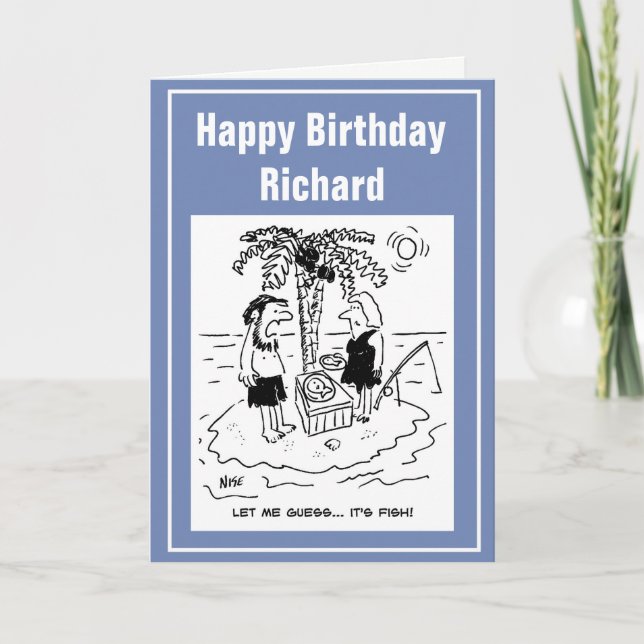 Desert Island Castaway Fishing has Fish for Dinner Card (Front)