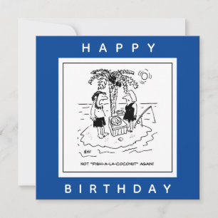 Desert Island Fish & Coconut Menu Cartoon