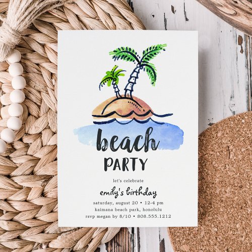 Desert Island  Summer Beach Party Invitation