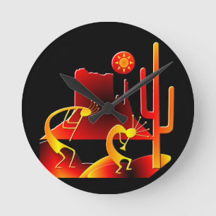 Desert Kokopelli Round Clock