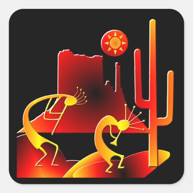 Desert Kokopelli Square Sticker (Front)