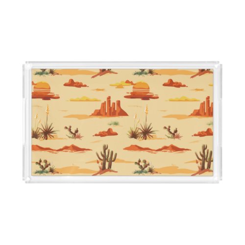 Desert Landscape Arizona Pattern Acrylic Tray