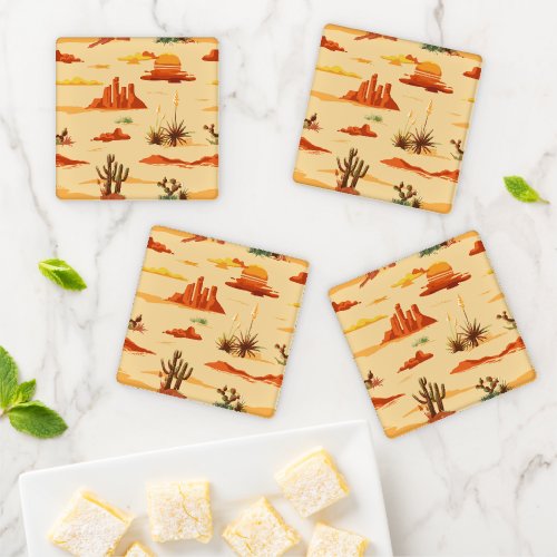 Desert Landscape Arizona Pattern Coaster Set