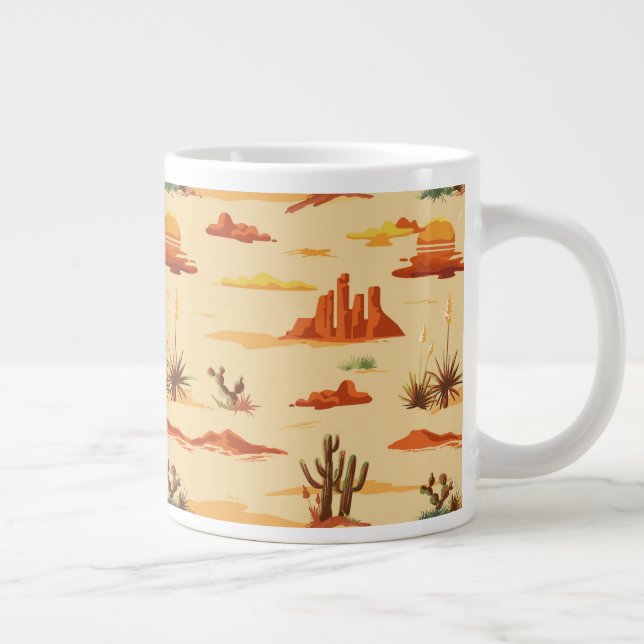 Desert Landscape Arizona Pattern Giant Coffee Mug (Right)