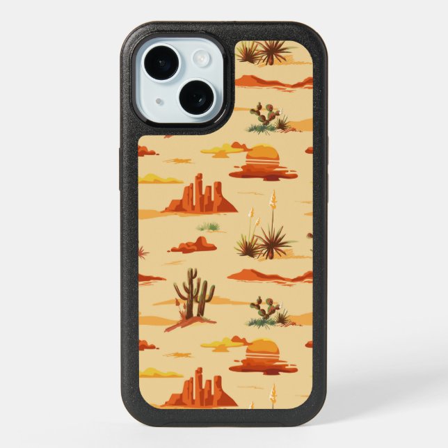 Desert Landscape Arizona Pattern iPhone 15 Case (Back)
