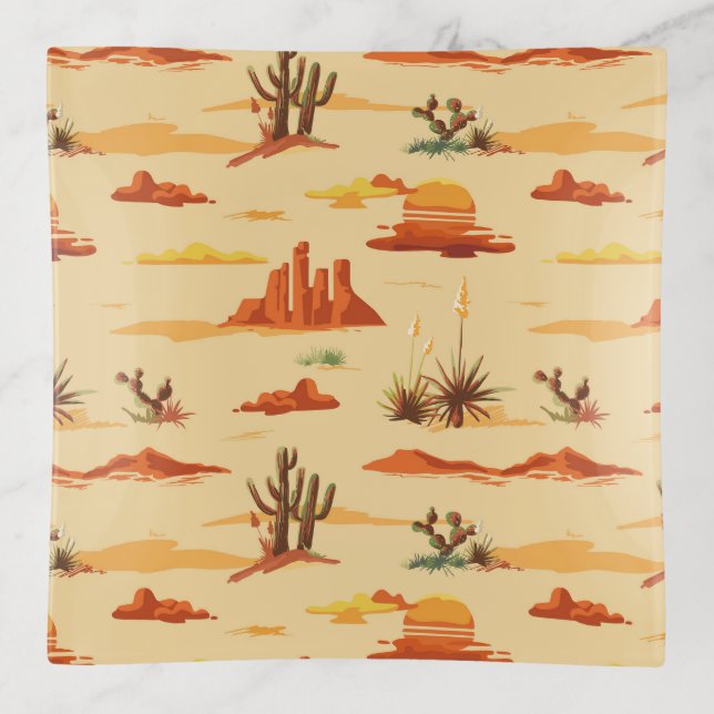 Desert Landscape Arizona Pattern Trinket Tray (Front)