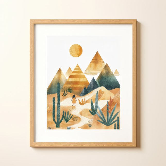 Desert Landscape Cactus Geometric Wall Art (Creator Uploaded)