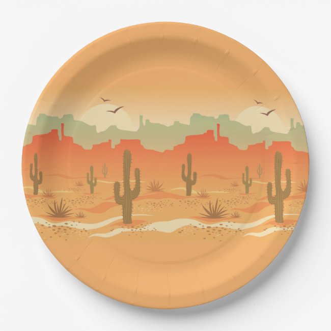Desert Landscape Design Paper Plate