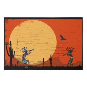 Desert Landscape Dueling Kokopelli Canvas