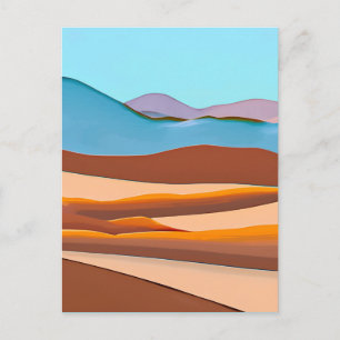 Desert Landscape in Rust Orange and Aqua Postcard