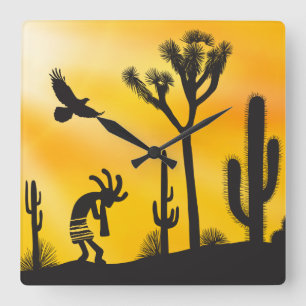 Desert Landscape Kokopellis Square Wall Clock