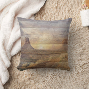 Desert Landscape Monument Valley And Cloudy Sky Throw Pillow