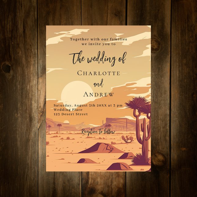 Desert landscape retro terracotta luxury wedding  invitation (Creator Uploaded)