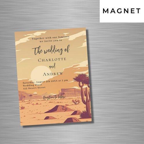 Desert landscape retro terracotta luxury wedding magnetic invitation