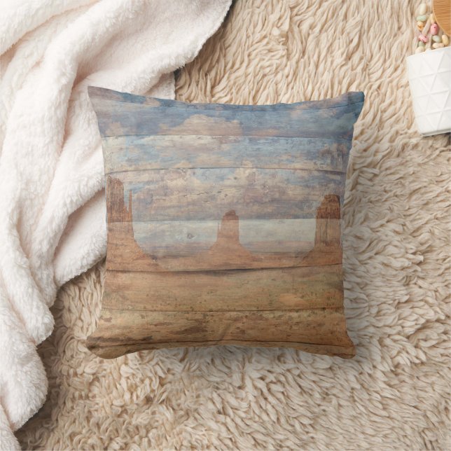 Desert Landscape Sandstone Buttes And Heavenly Sky Throw Pillow (Blanket)