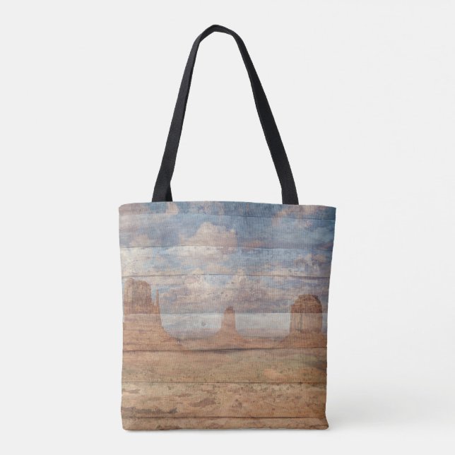 Desert Landscape Sandstone Buttes And Heavenly Sky Tote Bag (Back)