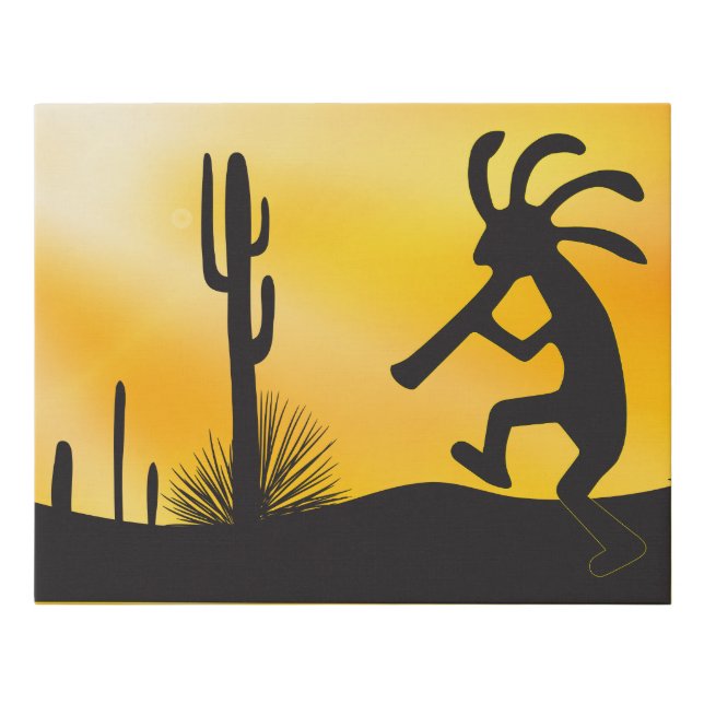 Desert Landscape Silhouette Kokopelli Canvas (Front)
