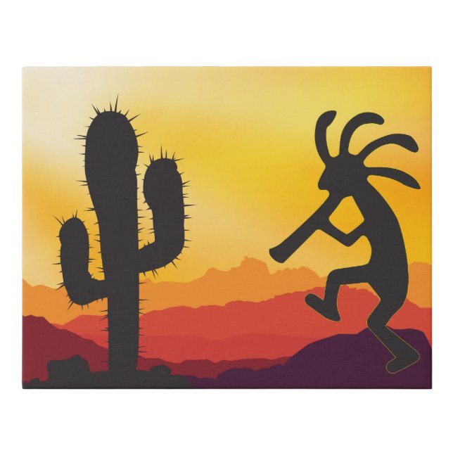 Desert Landscape Silhouette Kokopelli Canvas (Front)