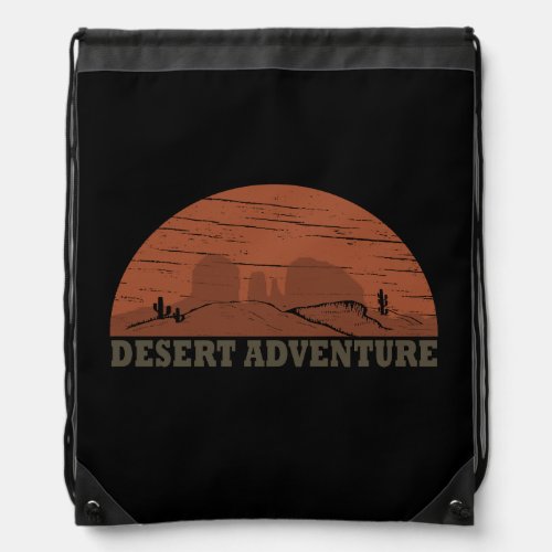 Desert landscape sunset vintage drawstring bag
