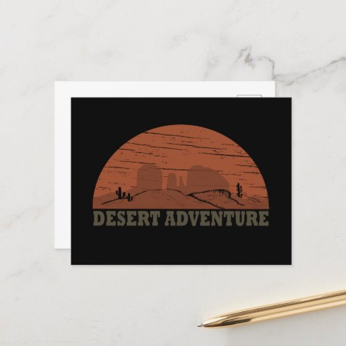 Desert landscape sunset vintage holiday postcard