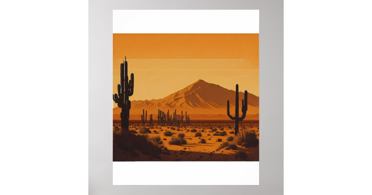 Desert Landscape Sunset Vintage Poster | Zazzle