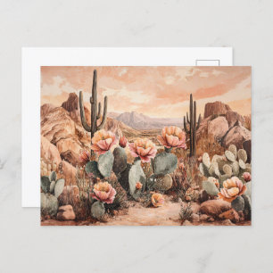 Desert Landscape with Blooming Cacti Postcard