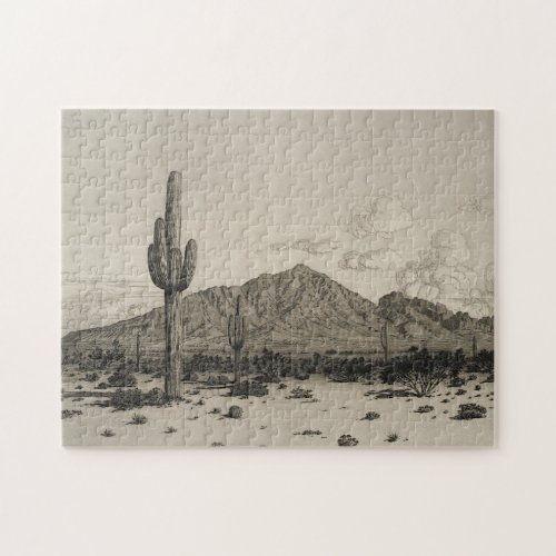 Desert Landscape With Cactus Scene Puzzle