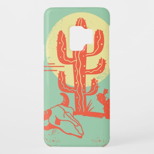 Desert landscape with Cactuses and cow skull Vint Case_Mate Samsung Galaxy S9 Case