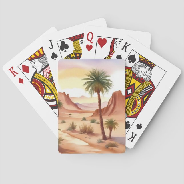 Desert Landscape with Date Palms Poker Cards (Back)