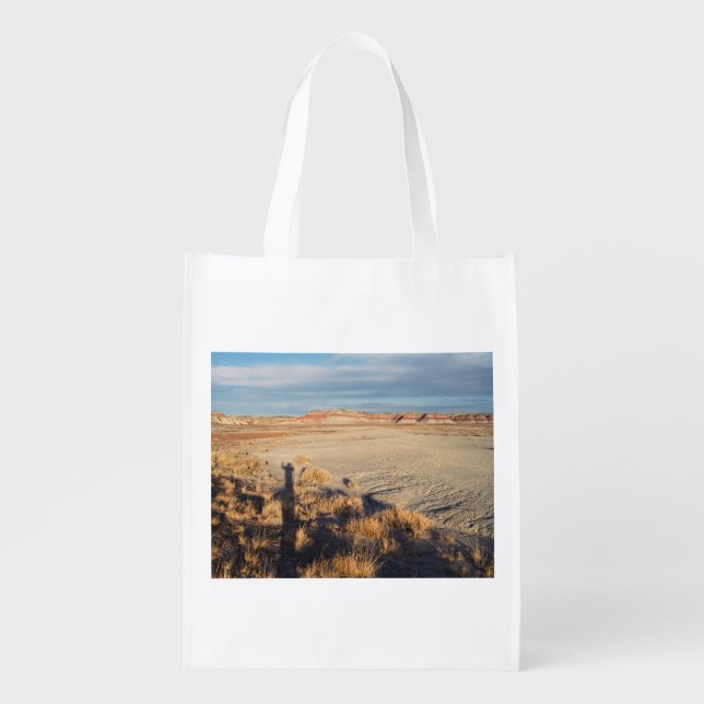 Desert Landscape with Waving Shadow Photo Reusable Grocery Bag (Front)