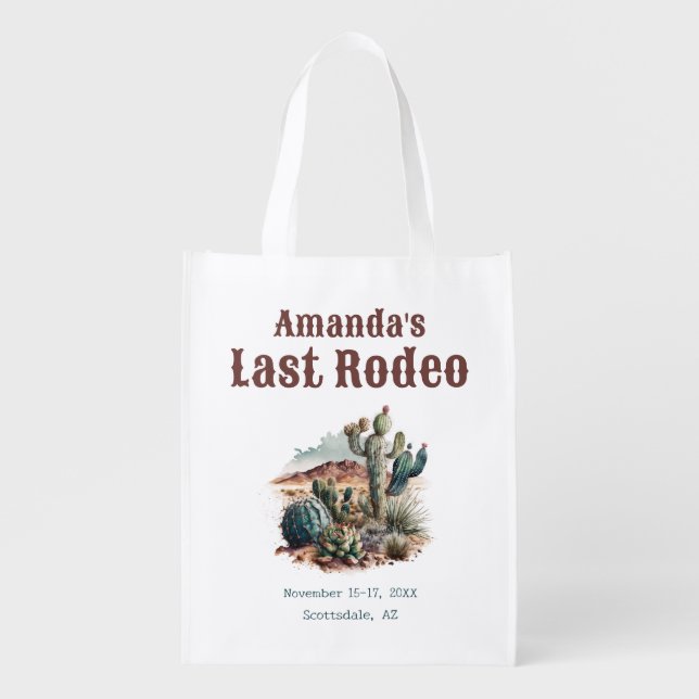 Desert Last Rodeo Scottsdale Bachelorette Weekend Grocery Bag (Front)