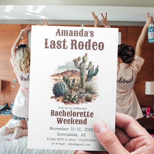 Desert Last Rodeo Scottsdale Bachelorette Weekend Invitation