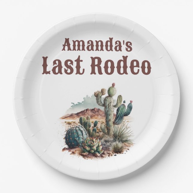 Desert Last Rodeo Scottsdale Bachelorette Weekend Paper Plates (Front)