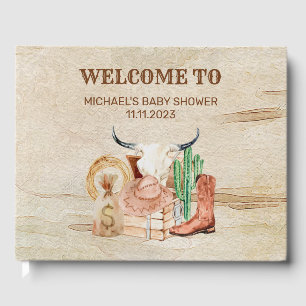 Desert Little Cowboy Baby Shower Western Guest Book
