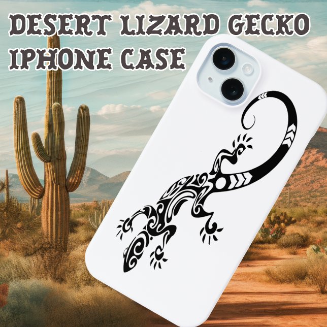 Desert Lizard Gecko Black White Minimalist Art Case-Mate iPhone Case (Desert Lizard Gecko iPhone Case. T
Minimalist black and white Tribal design.)