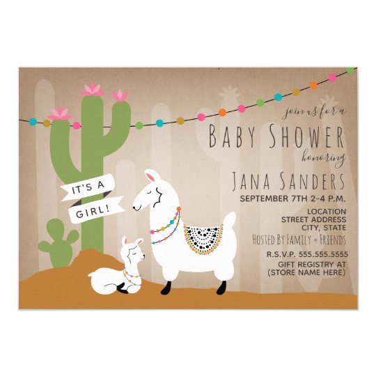 Desert Llama Mama + Baby Shower Invitation