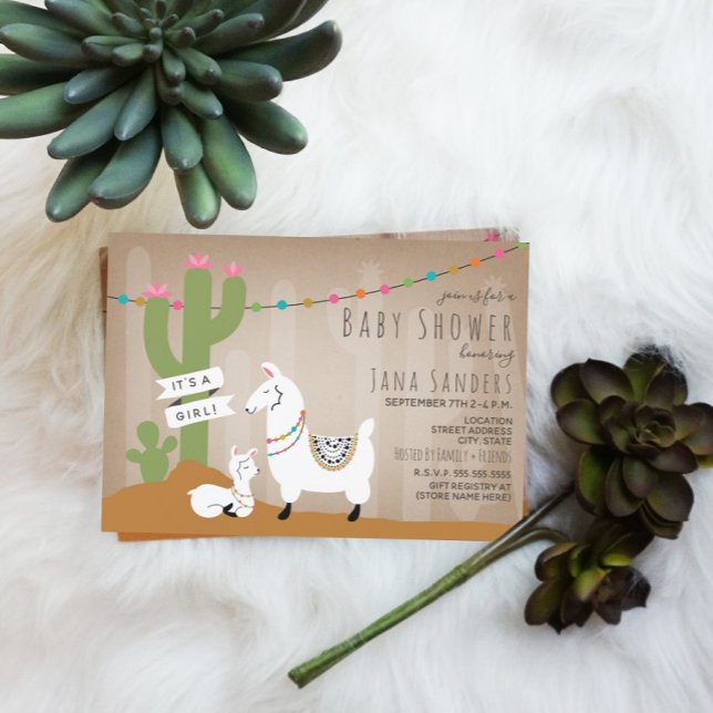 Desert Llama Mama + Baby Shower Invitation (Creator Uploaded)