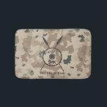 Desert Maccabee Shield And Spears Bath Mat<br><div class="desc">A military brown "subdued" style depiction of a Maccabee's shield and two spears on a desert camo background. The shield is adorned by a lion and text reading "Yisrael" (Israel) in the Paleo-Hebrew alphabet. Add your own text. The Maccabees were Jewish rebels who freed Judea from the yoke of the...</div>