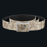 Desert Maccabee Shield And Spears Belt<br><div class="desc">A reversible belt with a desert camo background (the reverse side is black. A brown, military "subdued" style depiction of a Maccabee's shield and two spears on the buckle, again with the desert camo background. The shield is adorned by a lion and text reading "Yisrael" (Israel) in the Paleo-Hebrew alphabet....</div>