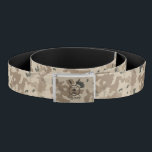 Desert Maccabee Shield And Spears Belt<br><div class="desc">A reversible belt with a desert camo background (the reverse side is black. A brown, military "subdued" style depiction of a Maccabee's shield and two spears on the buckle, again with the desert camo background. The shield is adorned by a lion and text reading "Yisrael" (Israel) in the Paleo-Hebrew alphabet....</div>