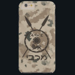 Desert Maccabee Shield And Spears Tough iPhone 6 Plus Case<br><div class="desc">A military brown "subdued" style depiction of a Maccabee's shield and two spears on a desert camo background. The shield is adorned by a lion and text reading "Yisrael" (Israel) in the Paleo-Hebrew alphabet. Hebrew text reading "Maccabee" also appears. The Maccabees were Jewish rebels who freed Judea from the yoke...</div>