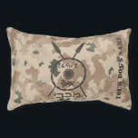 Desert Maccabee Shield And Spears Pet Bed<br><div class="desc">A military brown "subdued" style depiction of a Maccabee's shield and two spears on a desert camo background. The shield is adorned by a lion and text reading "Yisrael" (Israel) in the Paleo-Hebrew alphabet. Hebrew text reading "Maccabee" also appears. Add your dog's name. The Maccabees were Jewish rebels who freed...</div>