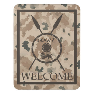 Desert Maccabee Shield And Spears - Welcome Door Sign