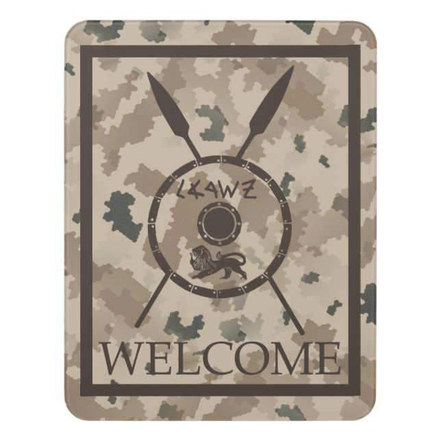 Desert Maccabee Shield And Spears - Welcome Door Sign (Contemporary Vert)
