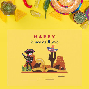 Desert Mariachi Skeleton Cinco de Mayo Postcard