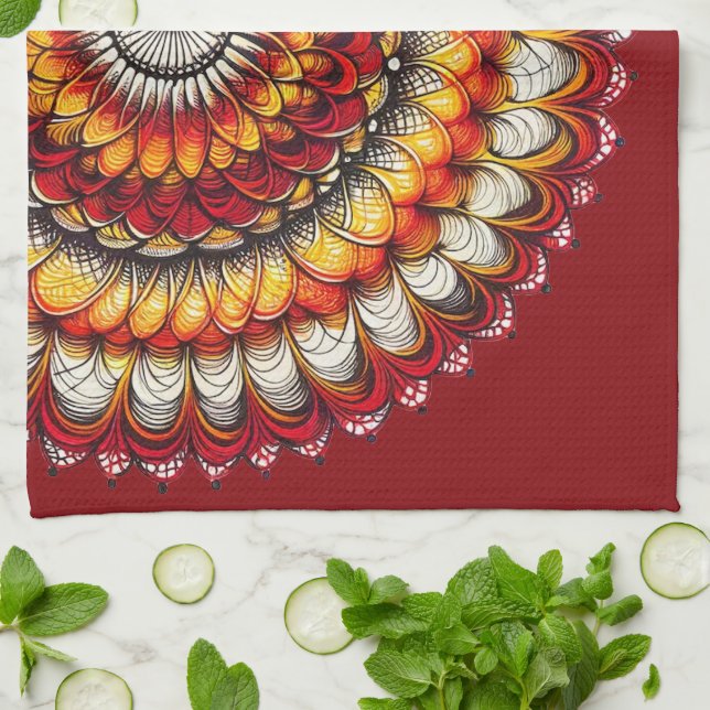 Desert Medallion - Abstract  Kitchen Towel (Folded)