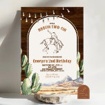 Desert Mexican Rootin’ TWO-Tin’ 2nd Birthday Invitation<br><div class="desc">Desert Mexican Rootin’ TWO-Tin’ 2nd Birthday Invitation,  Wood Background Cowboy Birthday Invite,  Wild West Editable Birthday Invite</div>