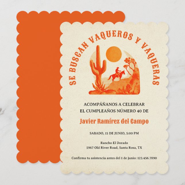 Desert Mexican Spanish Cowboy Birthday Party Invitation (Front/Back)