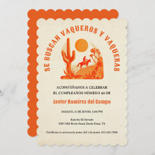 Desert Mexican Spanish Cowboy Birthday Party Invitation