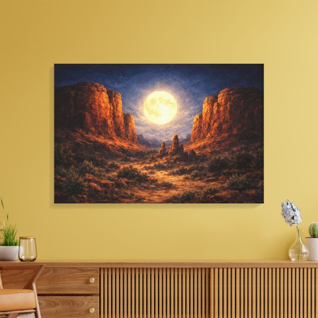 Desert Midnight: The Luminous Mesa Canvas Print (Insitu(LivingRoom))